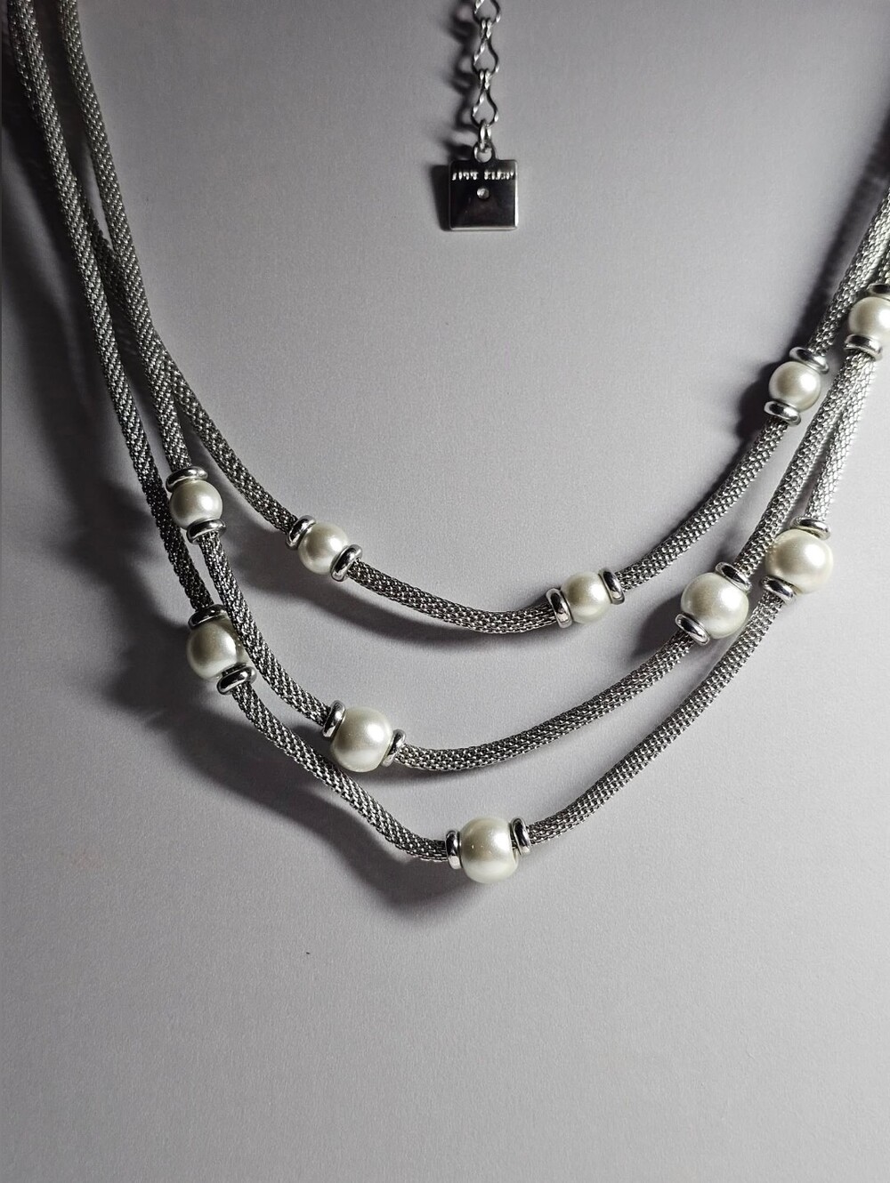 Anne Klein Stamped :Layered Vintage 1990s Necklace With Pearl Accents